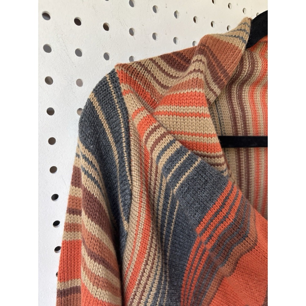 Style Dome M/L? Striped Shawl Sweater Fringe Tassels‎ Lagenlook Orange Cardigan - Picture 3 of 8